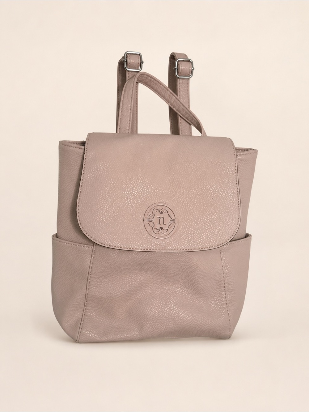 Nanette Lepore Taupe Faux Leather Backpack Purse